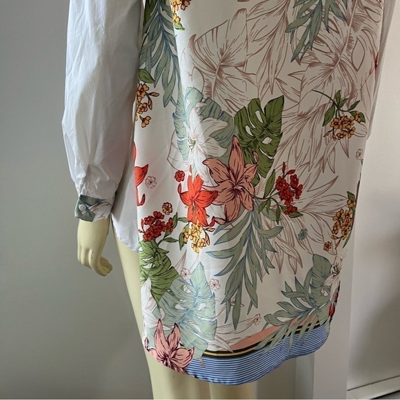 TEMPO Paris Women’s Hi Low Floral V Neck Pull Over Blouse mixed patterns M - Picture 4 of 13